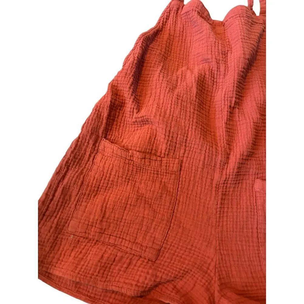 xhiliration Rust Waffled Shorts Romper Summer Size XL